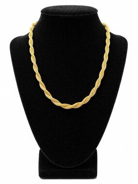 Vintage 1980s Sarah Coventry Double Strand Gold Twisted Mesh Necklace